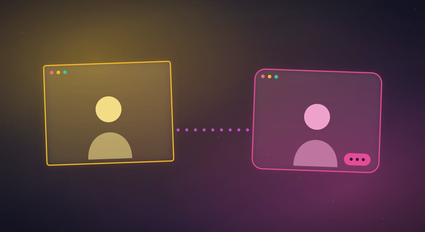 A retro chat window facing a modern one, illustrating the Omegle clone comparison.